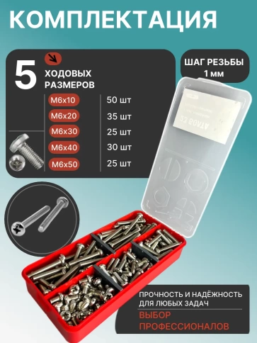 Винты нержавеющие М6 DIN7985 РН в органайзере НАБОР 1 фото 2