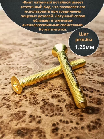 Винт 8х70 латунный потайной DIN965,10 шт фото 3