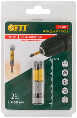 Биты кованые, сталь S2, одностор. РН2, 2шт. Профи, блистер фото 7