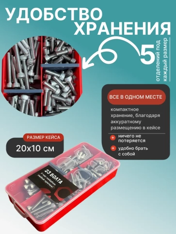 Винты нержавеющие М6 DIN912 в органайзере НАБОР 1 фото 5