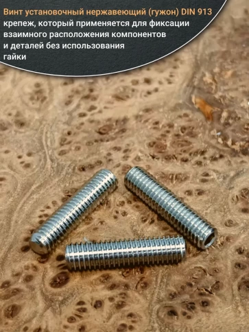 Винт установочный нержавеющий М6х25 DIN913 (гужон), 10 шт. фото 4