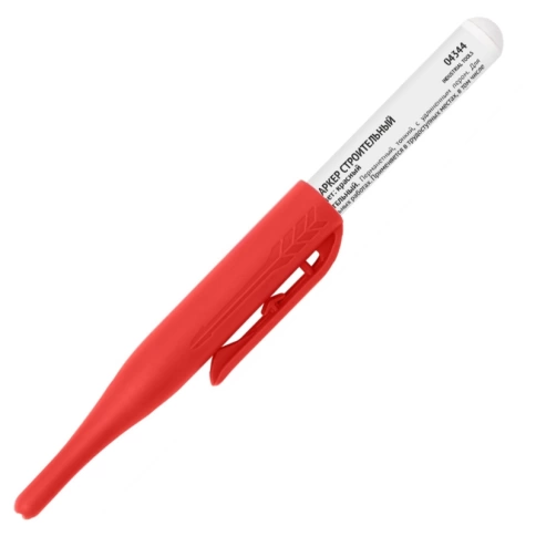 Маркер строительный перманентный тонкий, удлиненное перо, красный фото 1