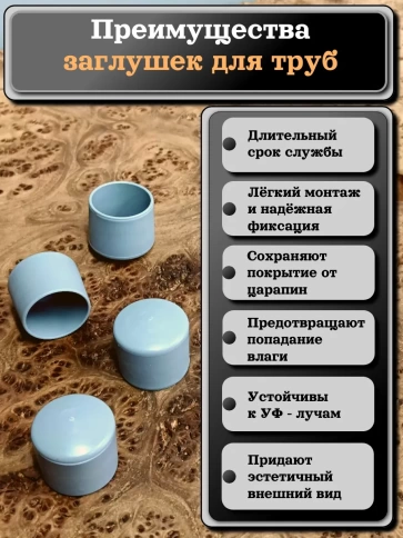 Заглушка для труб наружная круглая d 25 мм серая, 10 шт фото 2