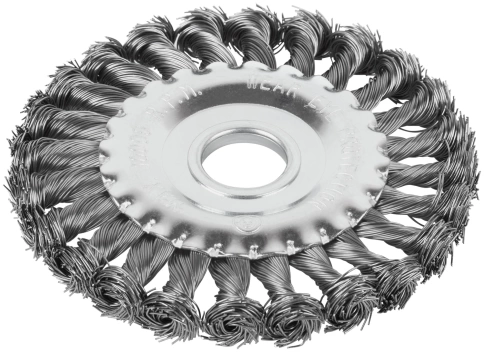 Щетка для УШМ "Плоская", кручен.проволока 0,5мм, 125 мм посадка 22,2 мм CUTOP Profi фото 1