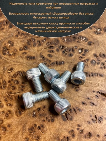 Винт под шестигранник ПР 6х10 мм ОЦ к.п.12.9 DIN912, 10 шт. фото 4