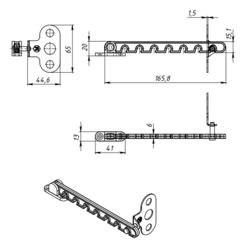 Ограничитель открывания окна 165 мм белый пластмассовый фото 5