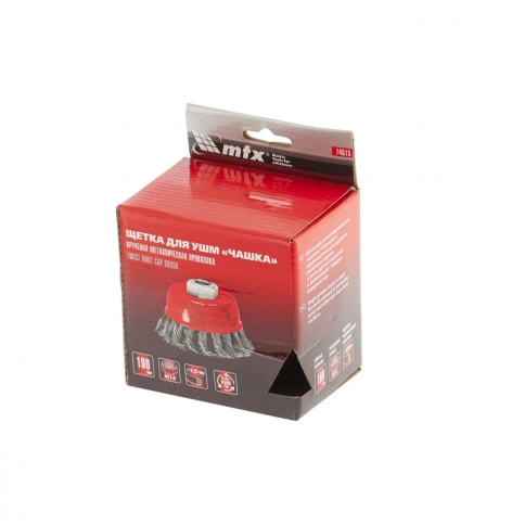 Щетка для УШМ "чашка", кручен.проволока 0,35мм, 100 мм М14 Matrix фото 5