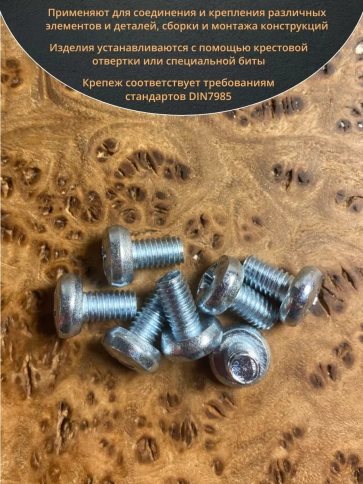 Винт с полукруглой головкой М6х10 ОЦ DIN7985, 50 шт. фото 4