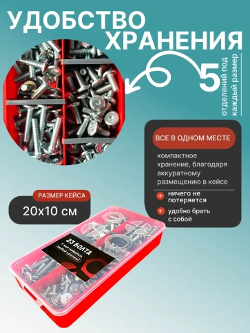 Винты мебельные М6 DIN7420 в органайзере НАБОР 1 фото 5