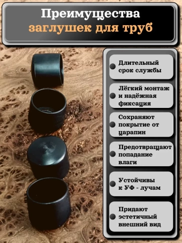 Заглушка для труб наружная круглая d 25 мм черная, 16 шт фото 3