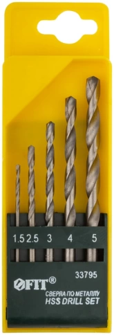 Набор сверл по металлу HSS полиров.5шт. (1,5-2,5-3-4-5 мм) фото 2
