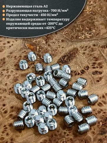 Винт установочный нержавеющий М6х6 DIN913 (гужон), 50 шт. фото 3