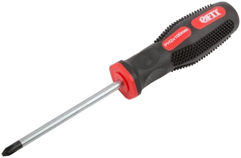 Отвертка Универсал, CrV сталь, прорезиненная ручка, Профи 6х100 мм РН2 фото 2