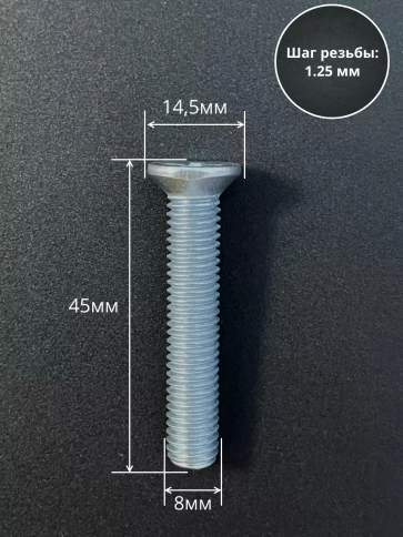 Винт потайной оцинкованный 8х45 DIN965, 10 шт. фото 2