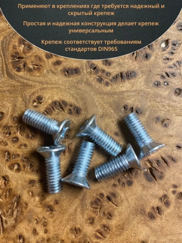Винт потайной оцинкованный 6х16 DIN965, 100 шт. фото 4