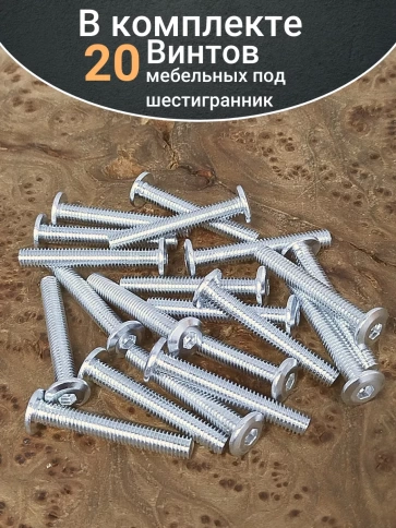 Винт мебельный 6х45 плоский под шестигранник DIN7420,20 шт фото 4
