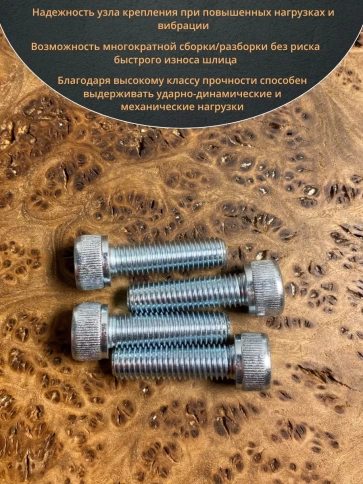 Винт под шестигранник ПР 10х35 мм ОЦ к.п.12.9 DIN912, 10 шт. фото 4