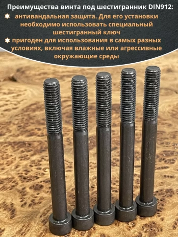 Винт высокопрочный НР М10х100 мм к.п.12.9 черный DIN912, 10 шт. фото 4